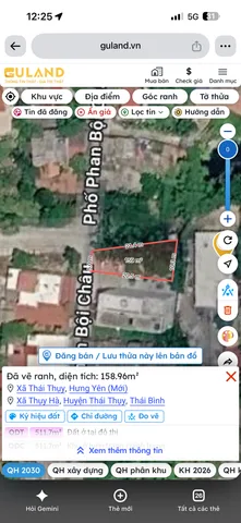 Chính chủ cần bán thửa đất đẹp 158m2 có sẵn 76.5 m2 thổ cư, đất nở hậu, giá 2.2 tỷ, mặt tiền Phố Phan Bội Châu