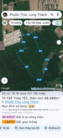 Bán Đất 70000m2 giá 140 tỷ tại Xã Tân Hiệp Huyện Long Thành Đồng Nai