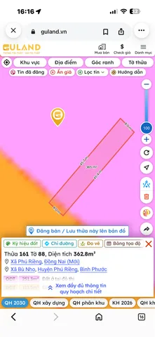Bán Đất 362m2 có sẵn 100 m2 thổ cư giá 2.4 tỷ tại Xã Bù Nho Huyện Phú Riềng Bình Phước