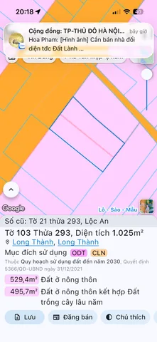 Bán Đất 1025m2 có sẵn 80 m2 thổ cư giá 30 tỷ tại Xã Lộc An Huyện Long Thành Đồng Nai