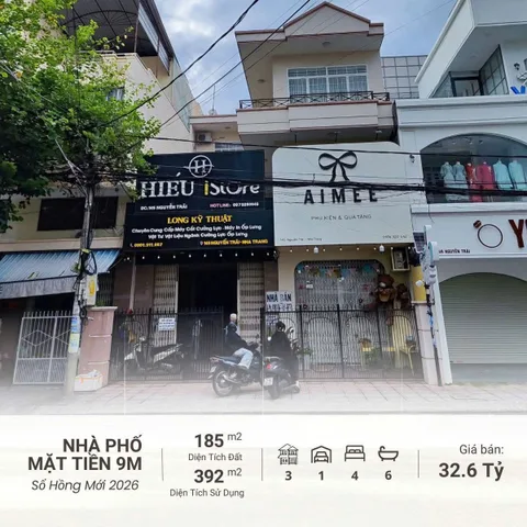 Nhà 3 tầng mặt tiền Nguyễn Trãi - ngang dài 9m Cách biển Trần Phú: 900m. Dt 185m2. Giá 32.6ty