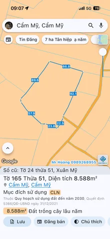 Bán Đất 8588m2 giá 3.26 tỷ tại Xã Xuân Mỹ Huyện Cẩm Mỹ Đồng Nai
