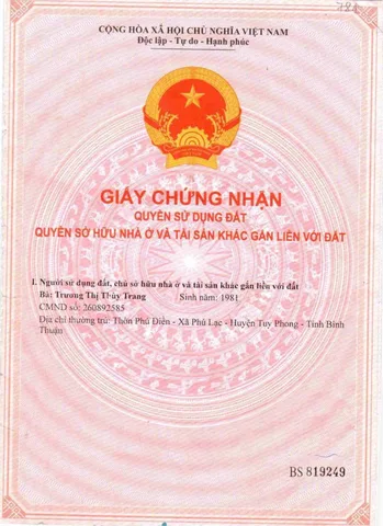 Bán Đất 400m2 có sẵn 400 m2 thổ cư giá 2.76 tỷ tại Thị trấn Liên Hương Huyện Tuy Phong Bình Thuận
