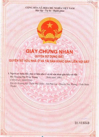 Bán Đất 400m2 có sẵn 400 m2 thổ cư giá 2.78 tỷ tại Thị trấn Liên Hương Huyện Tuy Phong Bình Thuận