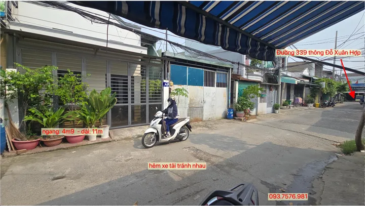 nhà trệt hẻm 6m thông Đỗ Xuân Hợp - P. Phước Long B (Ngang 4.9m) - 4.9 tỷ