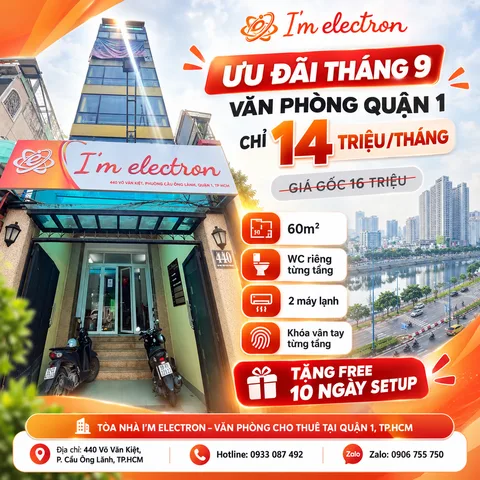 VĂN PHÒNG QUẬN 1 CHO THUÊ, DIỆN TÍCH 60m2 GIÁ CHỈ 14 TRIỆU/THÁNG