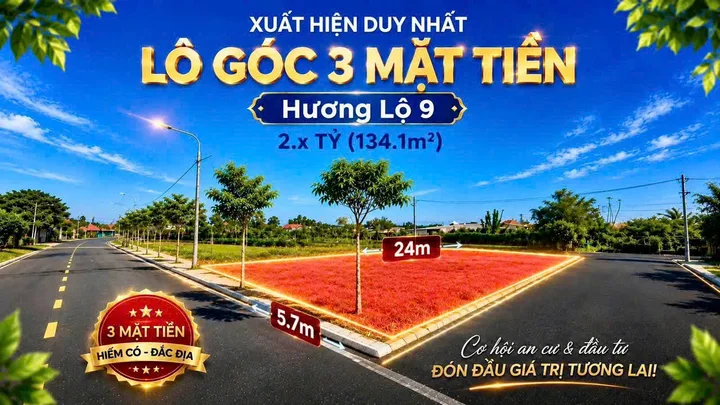 ‼️Chính chủ cần bán Lô Góc 3 Mặt Tiền 5,7x24m Xây cấp 4 sân vườn