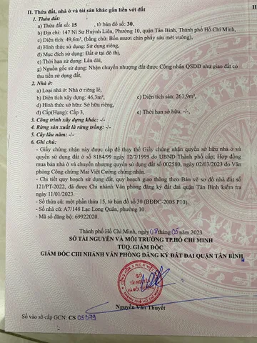 Bán Nhà Mặt Tiền 147 Ni Sư Huỳnh Liên, Phường 10, Quận Tân Bình