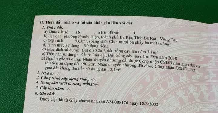 Bán Nhà riêng 93m2 có sẵn 90 m2 thổ cư giá 3.9 tỷ tại 142/3 Huỳnh Tấn Phát Phường Phước Hiệp Thành phố Bà Rịa Bà Rịa - Vũng Tàu