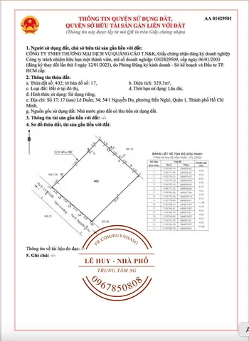 Lê Duẩn - Bến Nghé Quận 1 - 16 x 20m ~ 330m2 - 399tỷ