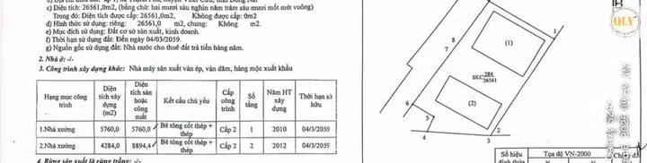 BÁN NHÀ XƯỞNG – VĨNH CỬU, ĐỒNG NAI 26.561 m²