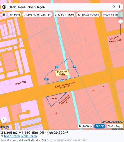 Quỹ đất 3,4 hécta đất Thương mại dịch vụ mặt tiền đường 25C Nguyễn Ái Quốc gần kề cụm KCN Nhơn Trạch nối thẳng vào sân bay quốc tế Long Thành
