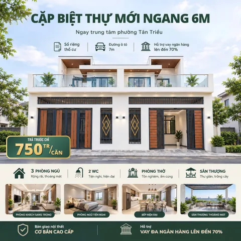 🔥 CẶP BIỆT THỰ NGANG 6M – VỪA HOÀN THIỆN, NỘI THẤT CAO CẤP