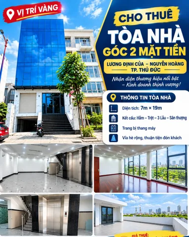 Cho thuê tòa nhà hầm 4 tầng khu VIP Lương Định Của Q2, dt 7x19m, có thang máy, khu kinh doanh các tòa nhà lớn (0989373766)