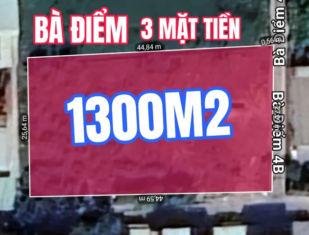 Bán Đất 1300m2 giá 17 tỷ tại đường Bà Điểm 4B Xã Bà Điểm Huyện Hóc Môn TP. Hồ Chí Minh