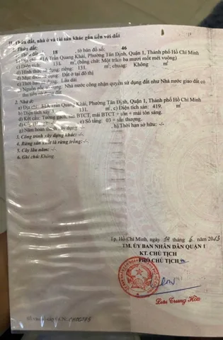 Bán Nhà Mặt Tiền 81A Trần Quang Khải, Phường Tân Định