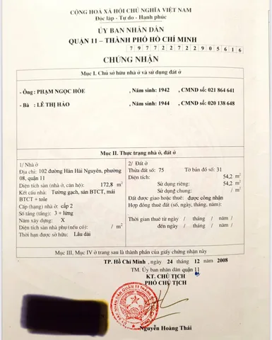 Bán Nhà Mặt Tiền 102 Hàn Hải Nguyên, Phường 8, Quận 11