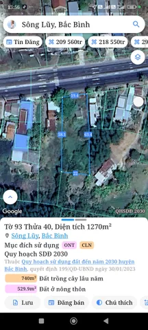 Bán Đất 1461m2 có sẵn 389 m2 thổ cư giá 3.2 tỷ tại Xã Sông Lũy Huyện Bắc Bình Bình Thuận