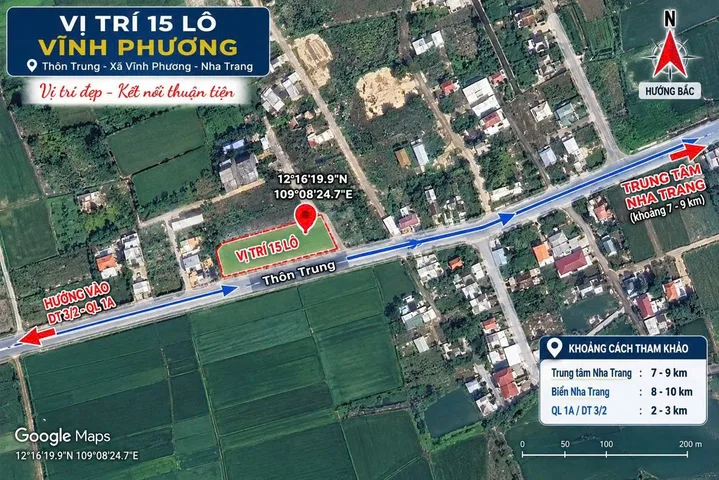 Bán Đất 98m2 có sẵn 98 m2 thổ cư giá 2.16 tỷ tại Đường Hương lộ 45 Xã Vĩnh Phương Thành phố Nha Trang Khánh Hòa