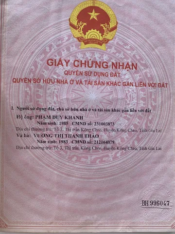 Bán Nhà riêng 199m2 có sẵn 199 m2 thổ cư giá 980 triệu tại Thị trấn Kông Chro Huyện Kông Chro Gia Lai