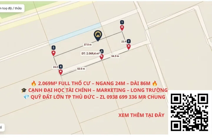2.069M² ĐẤT Ở TẠI LONG TRƯỜNG – QUỸ ĐẤT LỚN CẠNH KHU ĐẠI HỌC