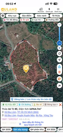 Bán Đất 16965m2 giá 15 tỷ tại Xã Bàu Lâm Huyện Xuyên Mộc Bà Rịa - Vũng Tàu