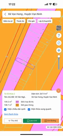 Bán Đất 268m2 có sẵn 45 m2 thổ cư giá 5.63 tỷ tại Đường Quốc Lộ 1A Xã Vạn Hưng Huyện Vạn Ninh Khánh Hòa
