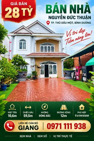 Bán Nhà riêng tại Phường Hiệp Thành Thành phố Thủ Dầu Một Bình Dương 🏡 28 TỶ – SỞ HỮU MỘT GÓC NHÀ RỘNG ĐẸP TRÊN NGUYỄN ĐỨC THUẬN