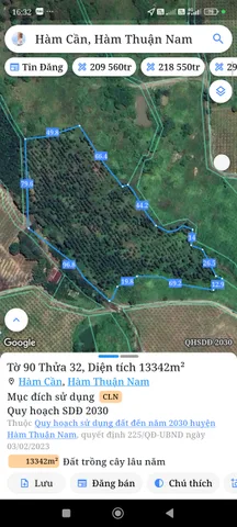 Bán Đất 13340m2 giá 1.07 tỷ tại Xã Hàm Cần Huyện Hàm Thuận Nam Bình Thuận