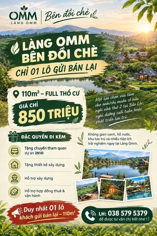 Bán Đất 110m2 có sẵn 110 m2 thổ cư giá 850 triệu tại Phường 2 Thành phố Bảo Lộc Lâm Đồng