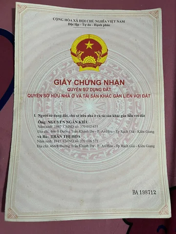 Bán Nhà riêng 86.4m2 có sẵn 86.4 m2 thổ cư giá 450 triệu tại Đường Trần Khánh Dư Phường An Hòa Thành phố Rạch Giá Kiên Giang