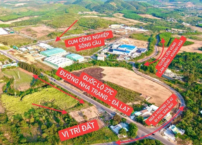 Bán đất vị trí kinh doanh trên đường QL27C đối diện Khu Công Nghiệp Sông Cầu còn duy nhất 2 lô đồng giá 1ty245