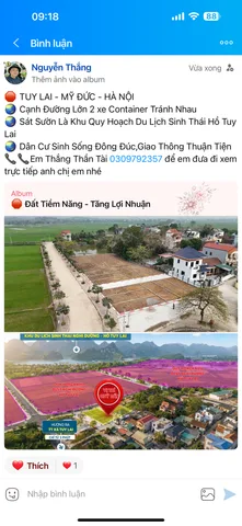 Bán Đất 80m2 có sẵn 80 m2 thổ cư giá 1.6 tỷ tại Xã Tuy Lai Huyện Mỹ Đức Hà Nội
