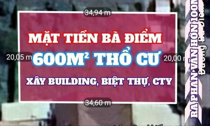 🟥Bán Đất 800m2 có sẵn 650 m2 thổ cư giá 28.5 tỷ tại Đường BÀ ĐIỂM 4 (PHẠM THỊ KHẾ) Xã Bà Điểm Huyện Hóc Môn TP. Hồ Chí Minh