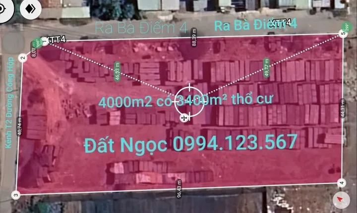 🟥Bán Đất mặt tiền Bà Điểm 4000m2 có sẵn 3500 m2 thổ cư giá 27 triệu 1m² tại Bà Điểm Huyện Hóc Môn