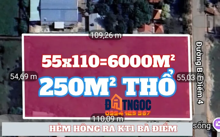 🟥Bán Đất góc 2 mặt tiền Bà Điểm 6000m2 có sẵn 150 m2 thổ cư giá 67 tỷ tại Đường Bà Điểm 4 Xã Bà Điểm Huyện Hóc Môn