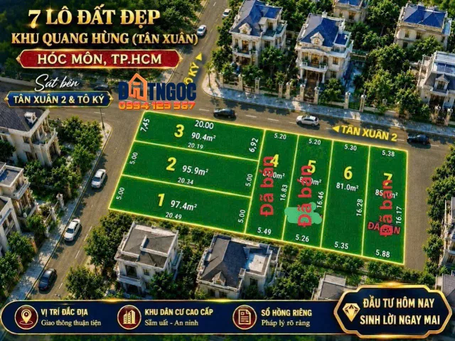 🟥Bán Đất nền đẹp mặt tiền nhựa 100m2 có sẵn 90 m2 thổ cư giá 5 tỷ tại Xã Tân Xuân Huyện Hóc Môn TP. Hồ Chí Minh