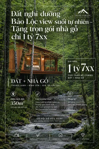 Cơ hội sở hữu đất vườn Bảo Lộc kèm nhà gỗ độc quyền – Giá chỉ 1 tỷ 7xx