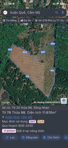 Bán Đất 11609.5m2 có sẵn 300 m2 thổ cư giá 17.41 tỷ tại Xã Sông Nhạn Huyện Cẩm Mỹ Đồng Nai
