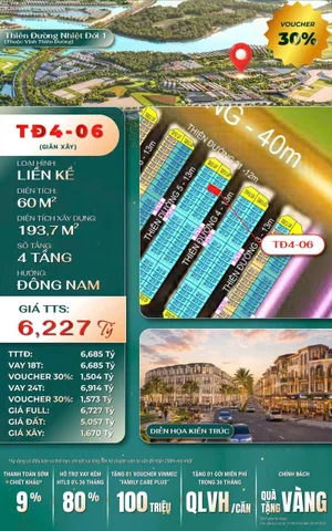 Bán Nhà riêng 60m2 có sẵn 60 m2 thổ cư giá 6.23 tỷ tại - Vịnh Thiên đường Vinhomes Global Gate Hạ Long