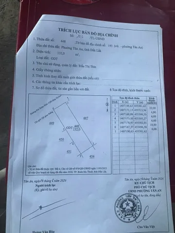 Bán Đất 132m2 có sẵn 132 m2 thổ cư giá 2.95 tỷ tại Phường Tân An Thành phố Buôn Ma Thuột Đắk Lắk