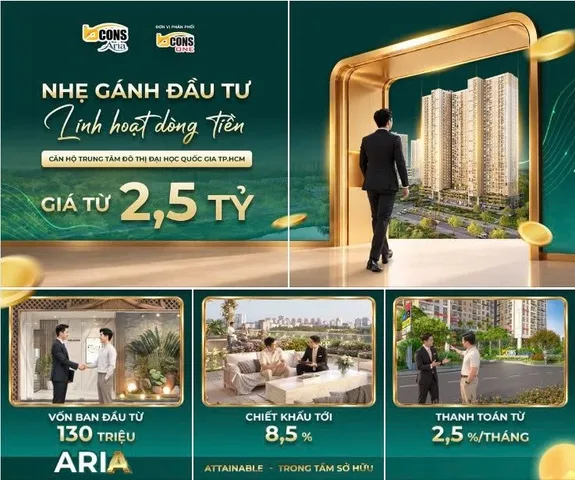 CHỈ TỪ 2,5 TỶ – CUỐI TUẦN NÀY BCONS ARIA MỞ BÁN