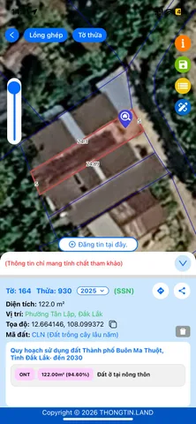 Bán Đất 122m2 có sẵn 122 m2 thổ cư giá 2.2 tỷ tại Đăk Lăk Xã Hòa Thắng Thành phố Buôn Ma Thuột Đắk Lắk