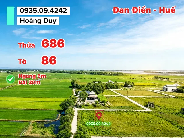 Bán Đất 118.3m2 có sẵn 118.3 m2 thổ cư giá 186 triệu tại Xã Quảng Thái Huyện Quảng Điền Thừa Thiên Huế
