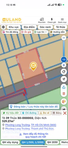 Bán Đất 524.8m2 có sẵn 388 m2 thổ cư giá 15.5 tỷ tại Đường Nguyễn Duy Trinh Phường Long Trường Quận 9 TP. Hồ Chí Minh