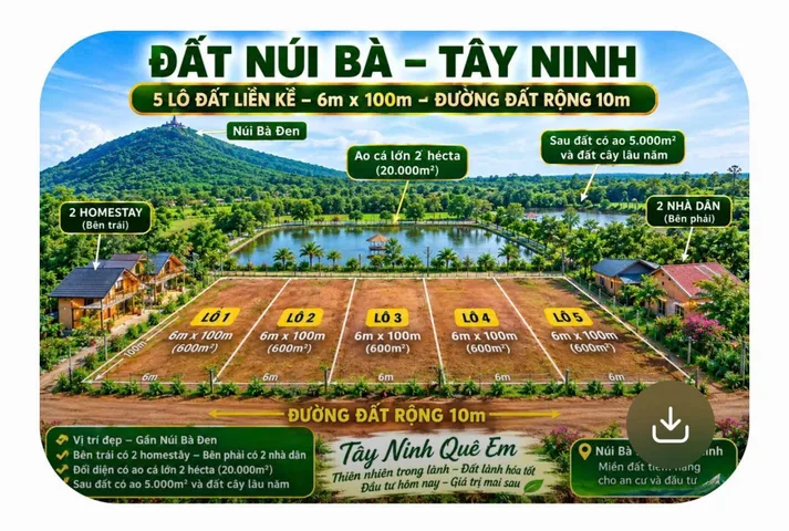 BÁN ĐẤT NÔNG NGHIỆP GIÁ RẺ – GẦN NÚI BÀ ĐEN, TÂY NINH