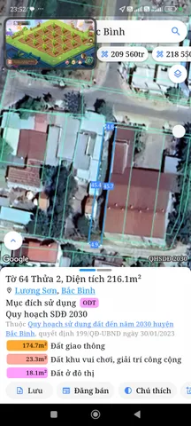 Bán Đất 216m2 có sẵn 216 m2 thổ cư giá 1.6 tỷ tại Thị trấn Lương Sơn Huyện Bắc Bình Bình Thuận