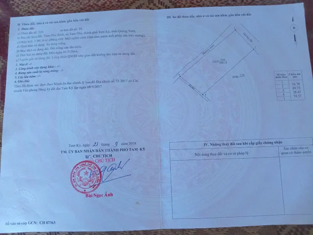 Bán chính chủ tại Xã Tam Phú Thành phố Tam Kỳ Quảng Nam
