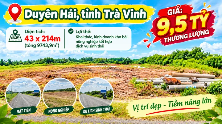Bán đất mặt tiền Đường Số 1, gần trung tâm Duyên Hải, tỉnh Trà Vinh