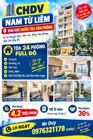 🏢 CHDV NAM TỪ LIÊM – KHU VỰC NHIỀU TÒA VĂN PHÒNG - 24p full đồ